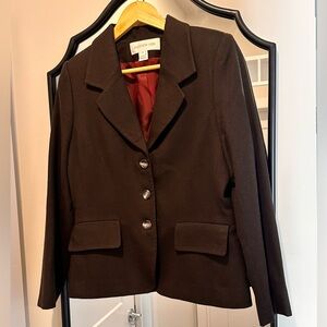 Jones New York 100% Wool Dark Brown Women's Blazer